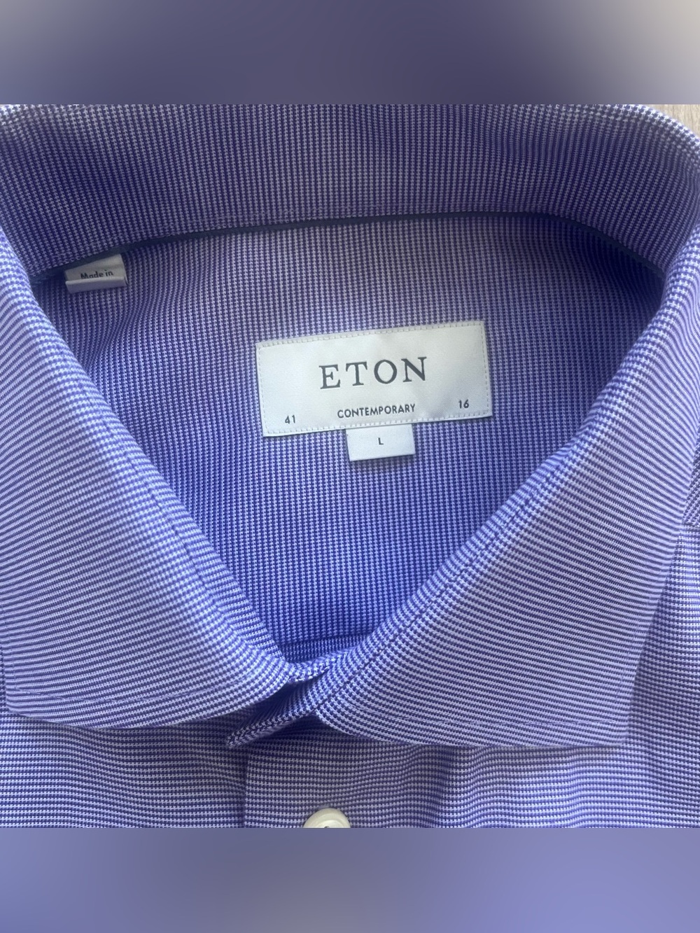 ETON NWOT Dress Shirt  Sz L 41/16 Signature Twill Contemporary Fit Cotton Purple
